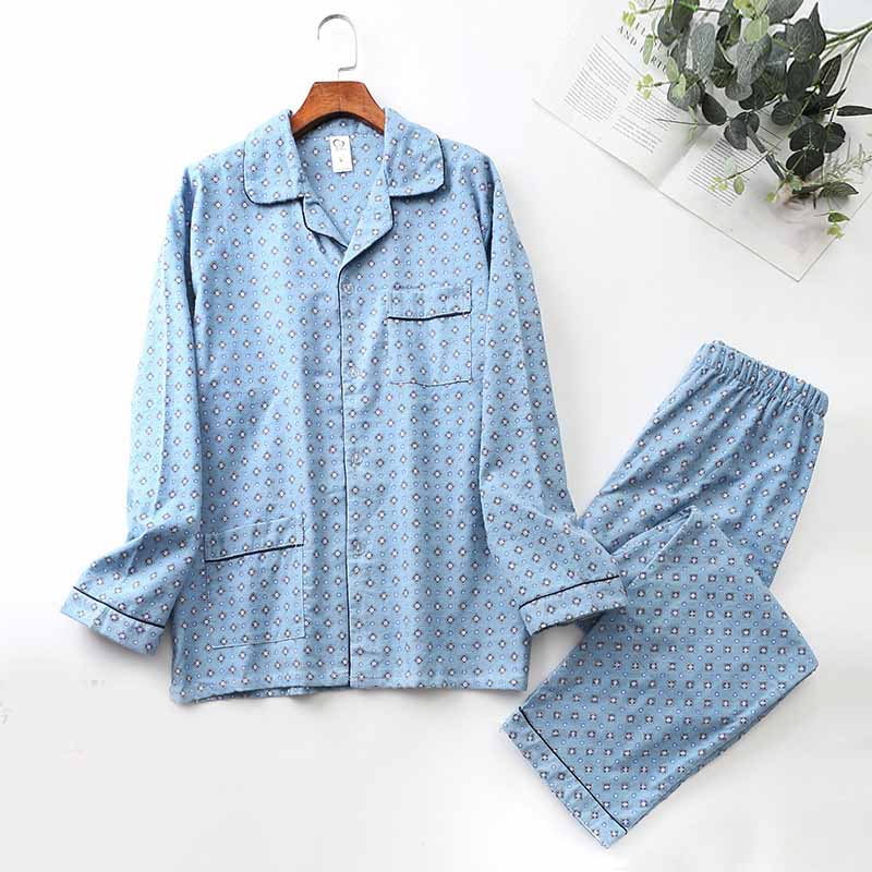 Brushed Cloth Long-sleeved Lapel Pajama Set Image