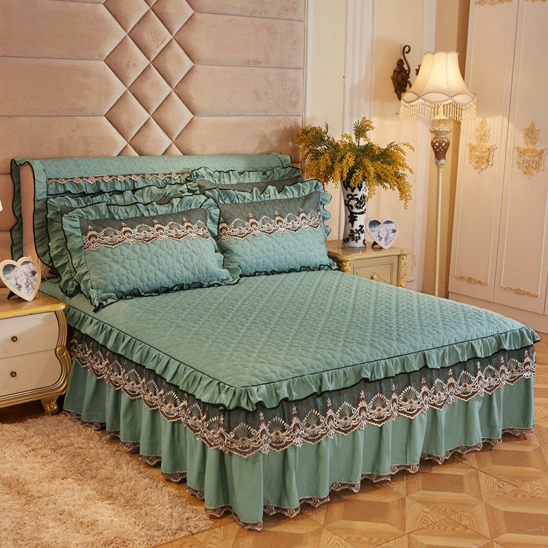 Quilted Lace Bed Skirt Thickened Plus Cotton Bedspread Single Piece Simmons Bed Cover Bed Circumference 1.8m Bed Image