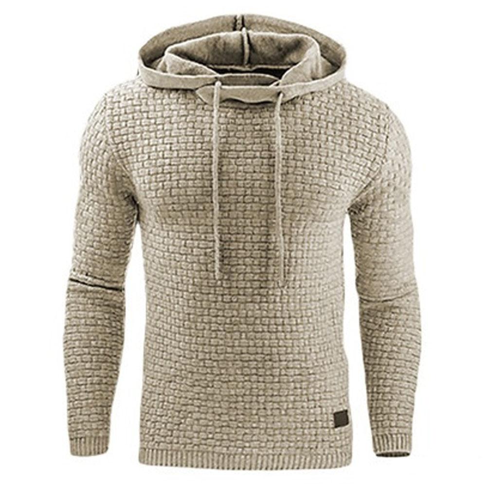 Men's Jacquard Sweater Long-sleeved Hoodie Warm Color Hooded Sweatshirt Jacket Image