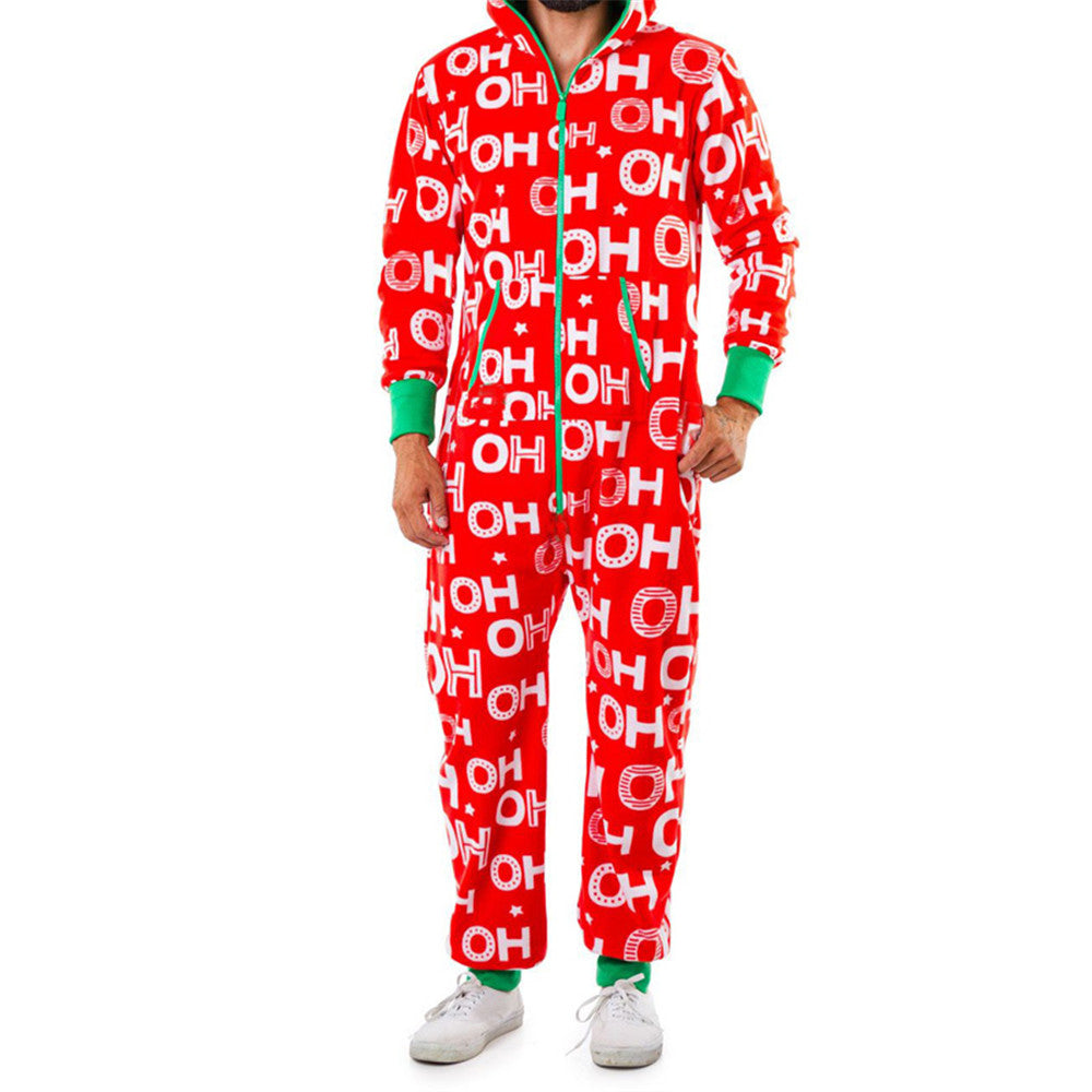 Christmas Family X'mas Costume Snowman Striped Print Jumpsuit Pajama Image