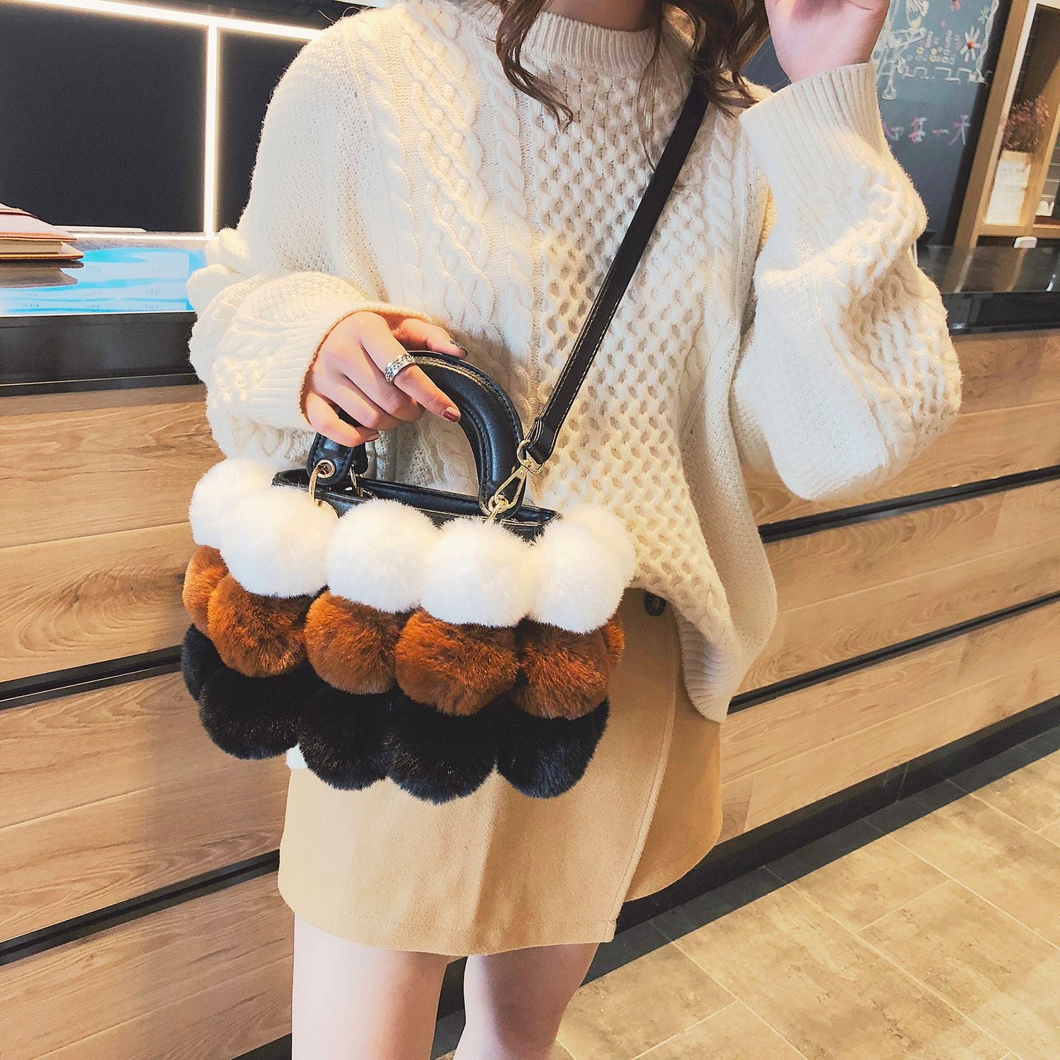 Plush Handbags Winter Plush Shoulder Bag Handbag Trend Messenger Bag Image