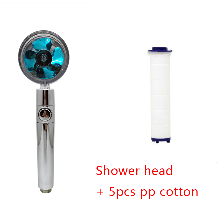 Shower Head Water Saving Flow 360 Degrees Rotating With Small Fan ABS Rain High Pressure Spray Nozzle Bathroom Accessories Image