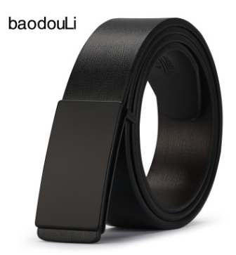 The young man's belt buckle belt smooth leather belts PU Korean tide students leisure plate buckle Image