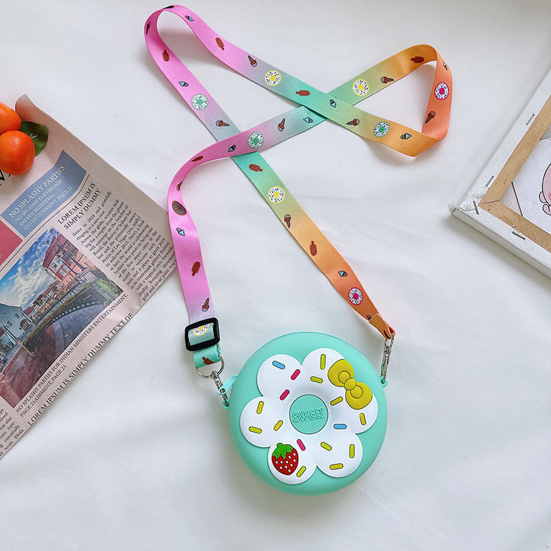 Silicone Children's Change Portable Crossbody Fruit Donut Shoulder Bag Image