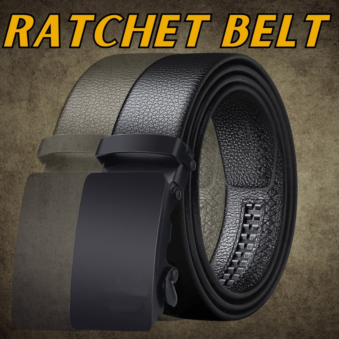 Microfiber Leather Mens Ratchet Belt Belts For Men Adjustable Automatic Buckle Black Image