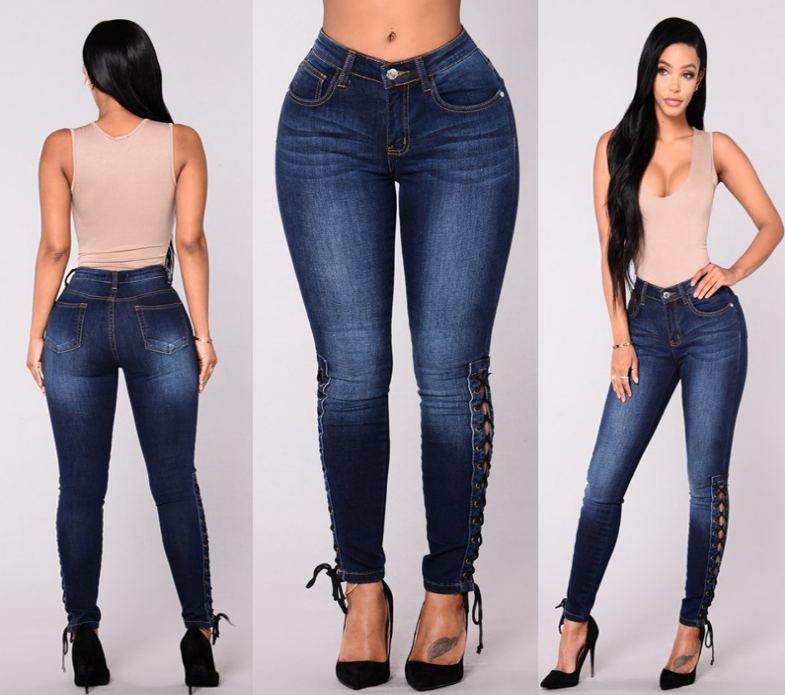 Dark jeans female European and American fashion women's European station feet pants women