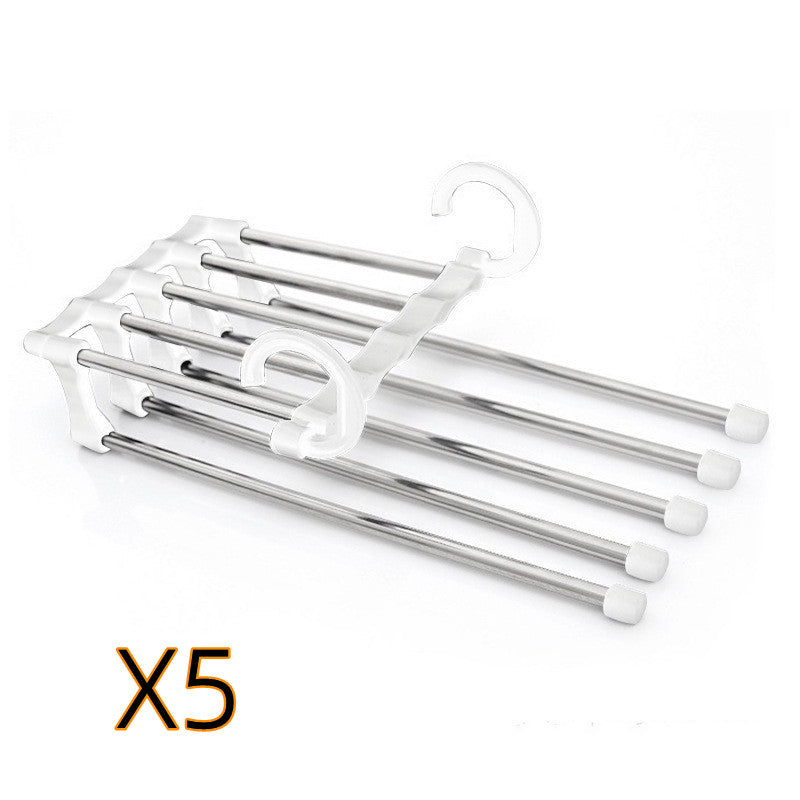 5 In 1 Wardrobe Hanger Multi-functional Clothes Hangers Pants Stainless Steel Magic Wardrobe Clothing Hangers For Clothes Rack Image