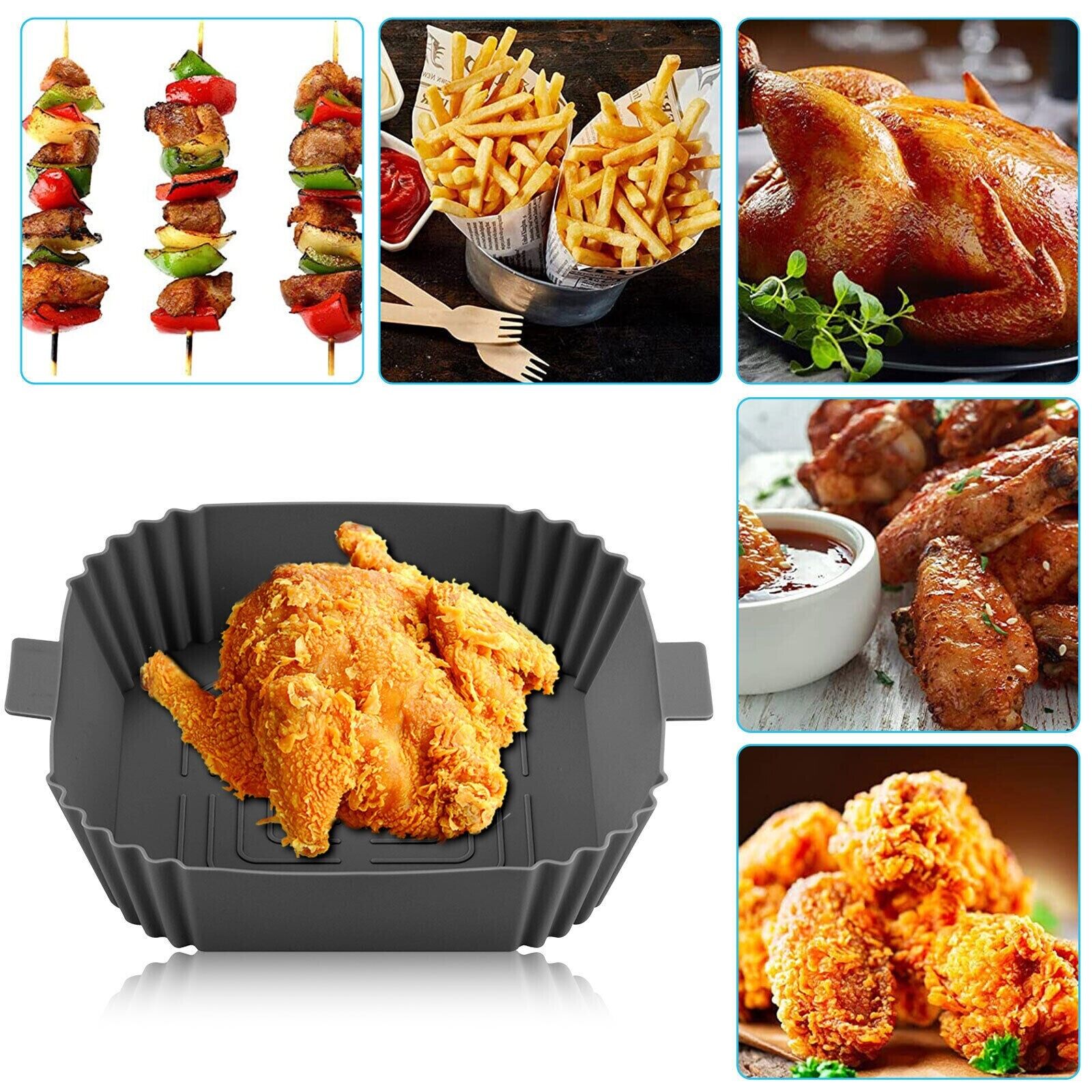 Air Fryer Silicone Pot Basket Liners Non-Stick Safe Oven Baking Tray Accessories Image