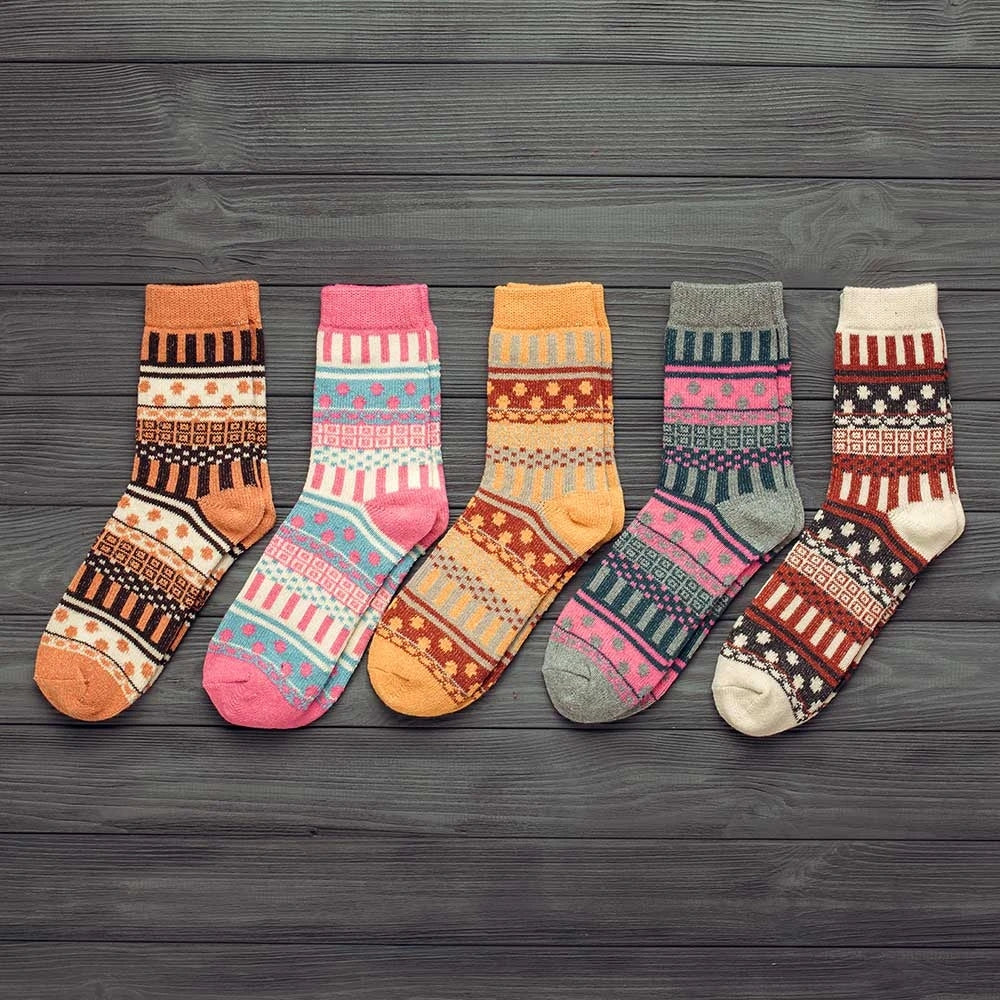 Winter Thick Warm Stripe Wool Socks Casual Sock Business Socks Image