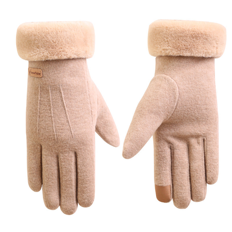 Autumn and winter cashmere full finger gloves women Image