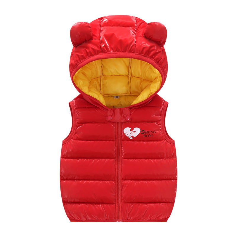 Children Warm Down Vest Autumn Baby Boys Girls Sleeveless Waistcoat Kids Outerwear Vests Children Hooded Jackets Image