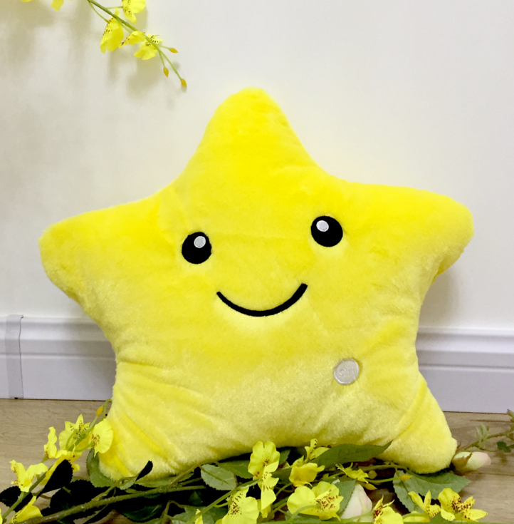 34CM Unique Toy Luminous Pillow Vivid Star Design LED Light Colorful Cushion Stars Plush Pillow Toys Gift For Kids Children Girl Image