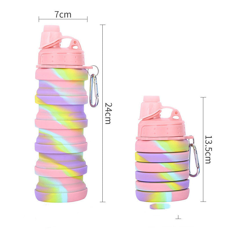 Foldable Water Bottle Leakproof Fold Silicone Cute Water Bottles Kids Cup with Straw Image