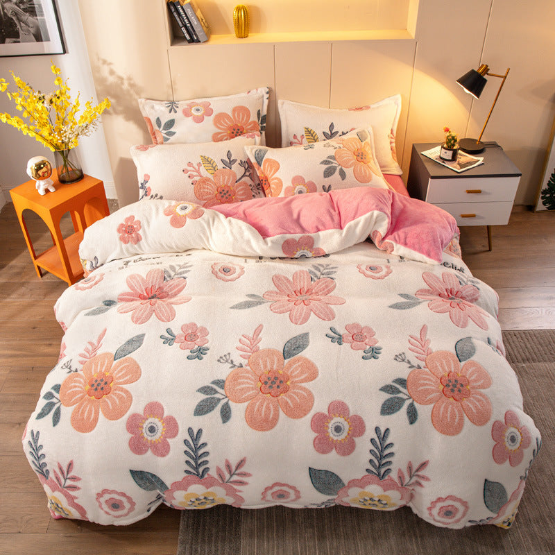 Four-piece Bedding With Velvet Sheets To Keep Warm Milk Velvet Image