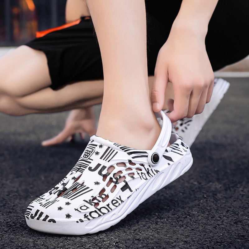 Letter Print Slippers Men Summer Sandals Beach Shoes Image