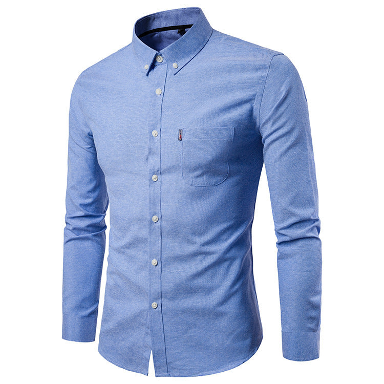 Men S Shirts Korean Men Slim Long Sleeve Dress Shirt Image