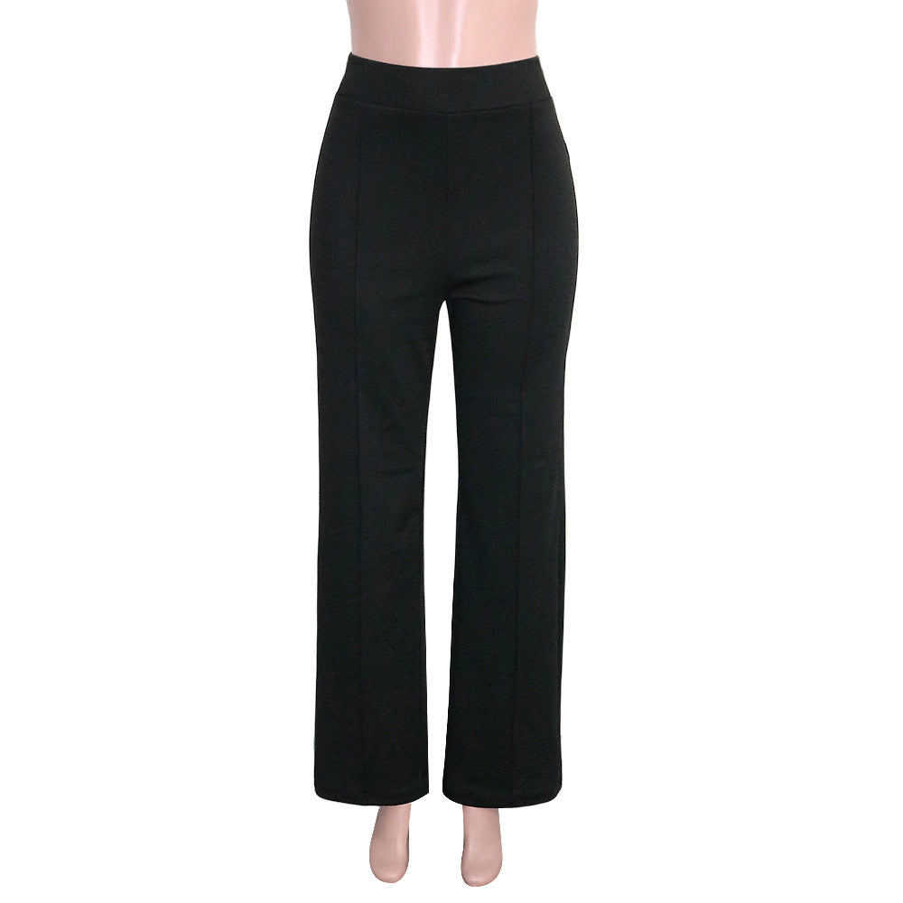 Solid Color Casual Pants Slim, High-waisted Bell Bottoms Image