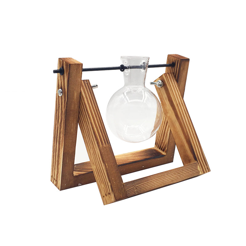 Swing Wooden Stand Hydroponic Plant Container Glass Vase Image