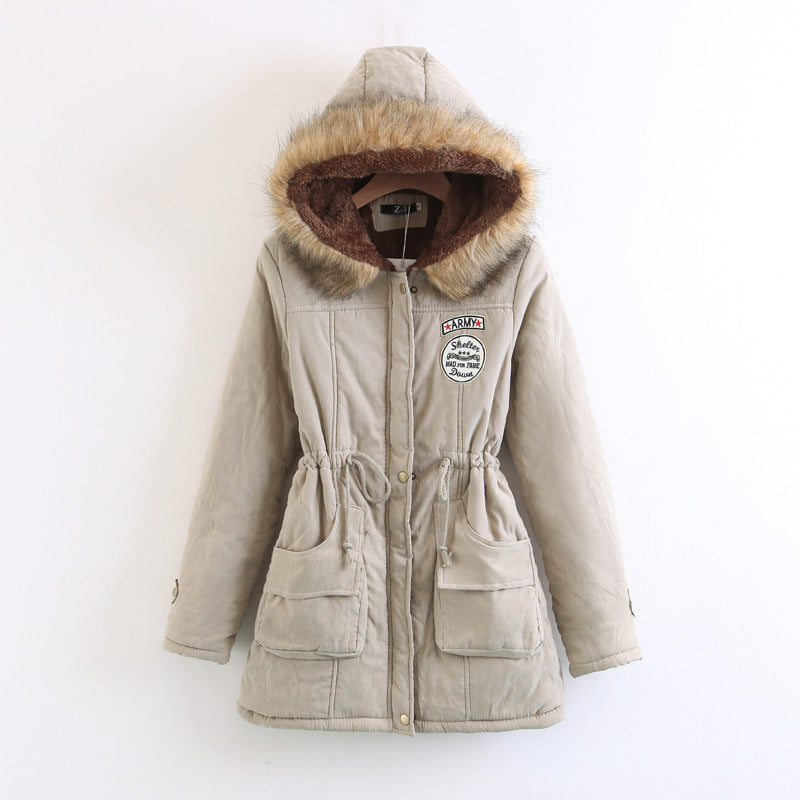 Thick Winter Jacket Women Large Size Long Section Hooded parka outerwear new fashion fur collar Slim padded cotton warm coat Image