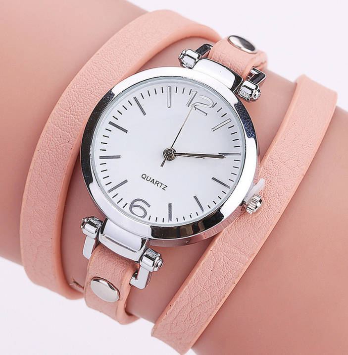 Women's Circle Bracelet Watch PU Strap Simple Alloy Small Dial Women's WatchM Image