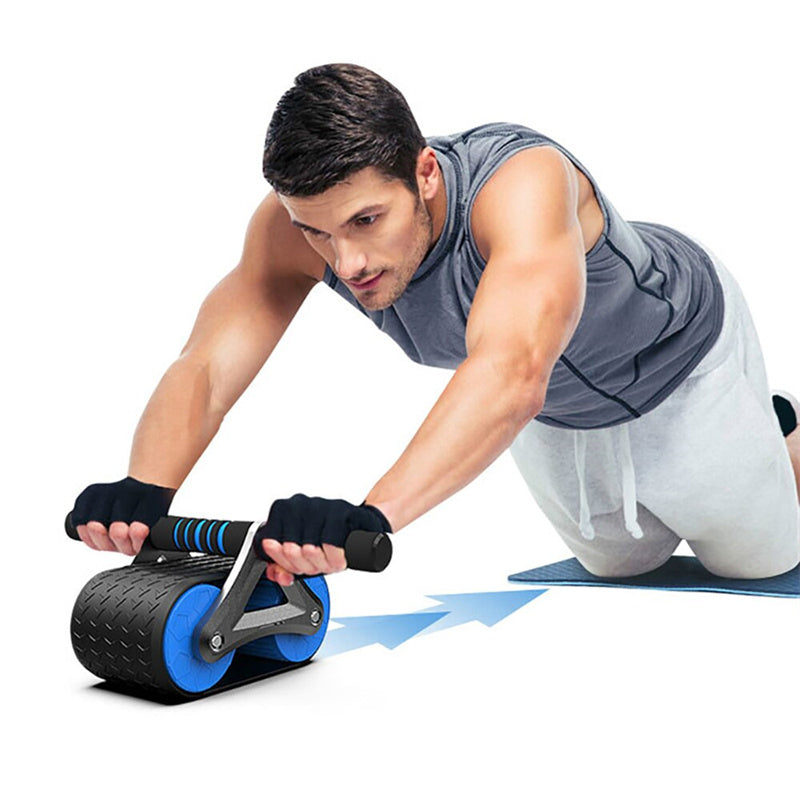 Double Wheel Abdominal Exerciser Women Men Automatic Rebound Ab Wheel Roller Waist Trainer Gym Sports Home Exercise Devices Image