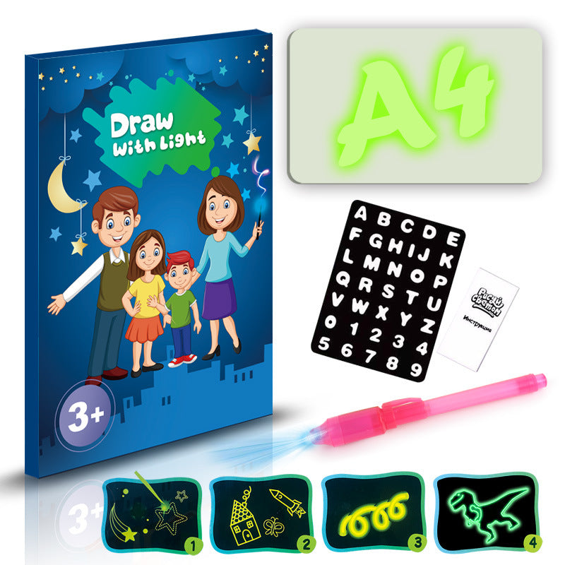 Educational Toy Drawing Pad 3D Magic 8 Light Effects Puzzle Board Sketchpad Image