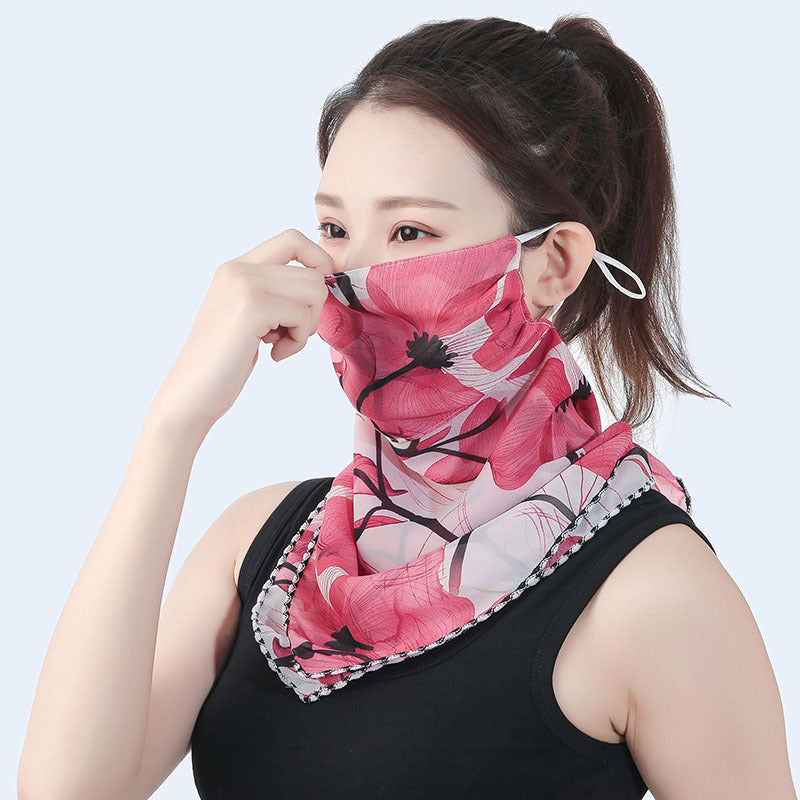 Hanging Ear Thin Face-covering Scarf Triangle Veil Scarf Image