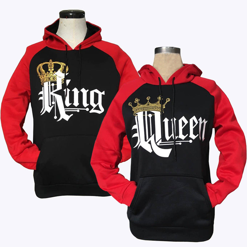 Printed Hooded Couple Sweatshirt Image