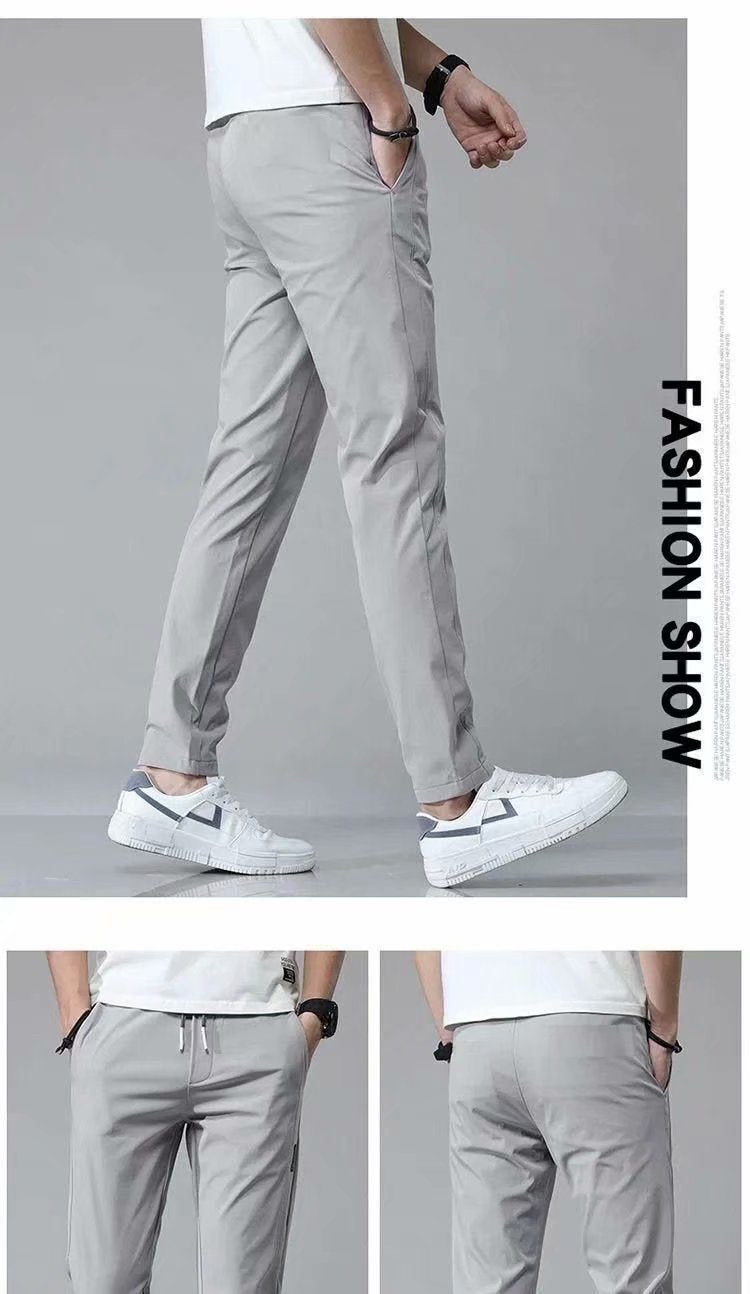 Drawstring Trousers Thin Casual Pants Korean Version Loose Straight Sweatpants Mens Clothing Image