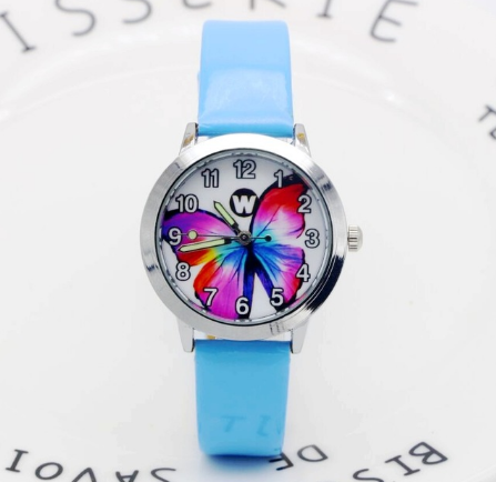 Children's Watches Kids Quartz Watch Student Girls Quartz-watch Cute Colorful Butterfly Dial Waterproof Watch Image