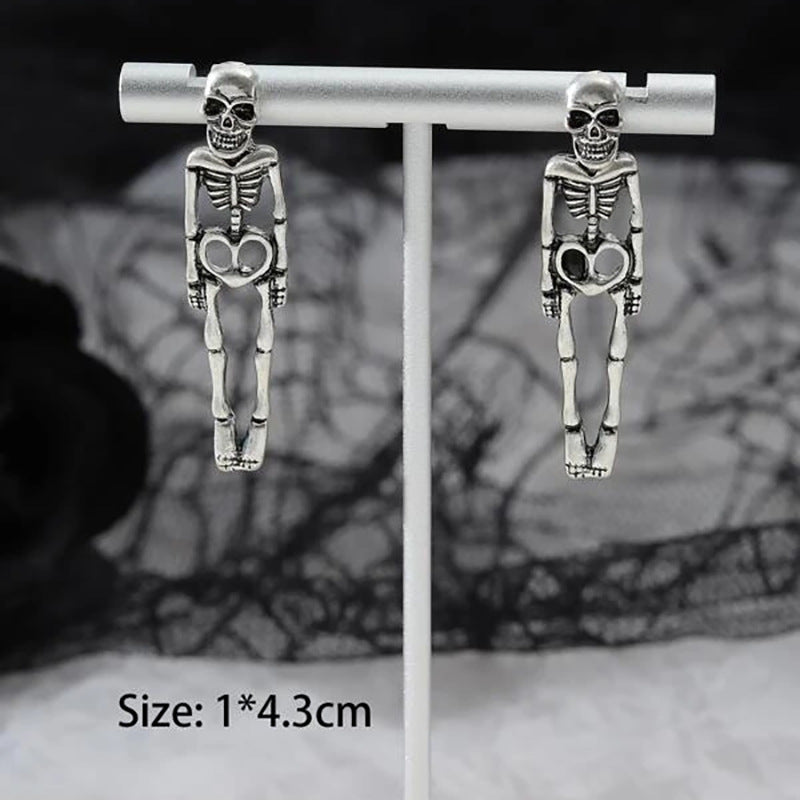 Halloween Earrings Skull Simulation Human Skeleton Detachable Stud Earrings Image