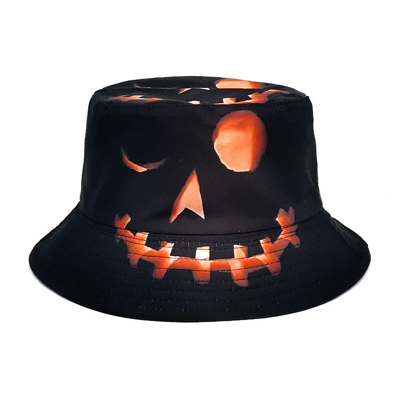 Halloween Hats Creative Cartoon Pumpkin Grimace Printed Sun-shade Fisherman Hat Image