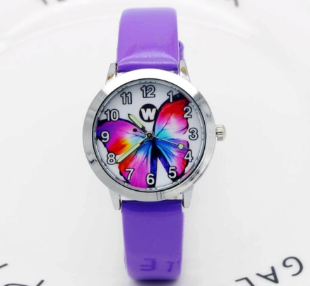 Children's Watches Kids Quartz Watch Student Girls Quartz-watch Cute Colorful Butterfly Dial Waterproof Watch Image