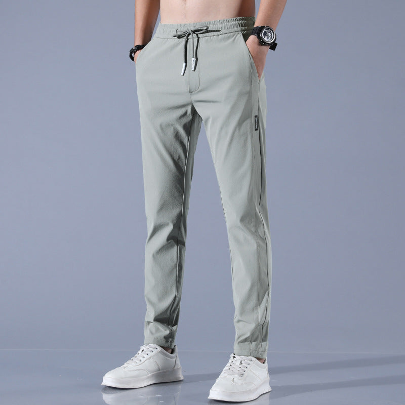 Summer Ice Silk Pants Men's Thin Business Casual Pants Stretch Breathable Straight-leg Tracksuit Pants Image