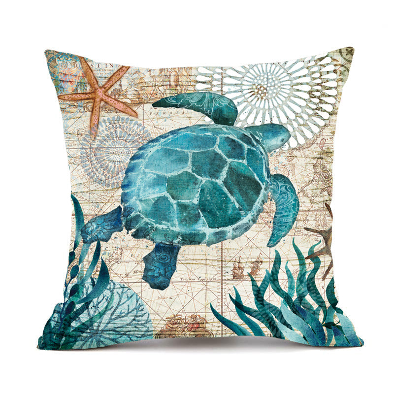 Cushion Covers Sea Turtle Printed Throw Pillow Cases For Home Decor Sofa Chair Seat Image