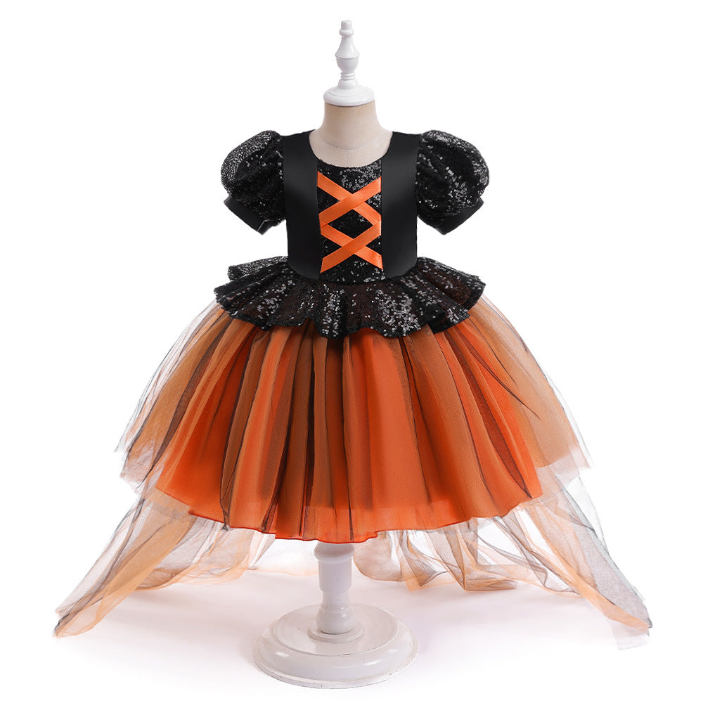 Halloween Girls' Witch Performance Costume Party Dress Image