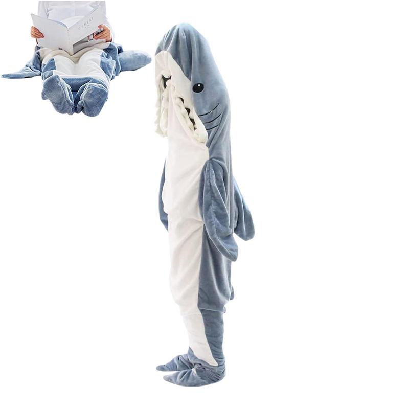 Cartoon Shark Sleeping Bag Pajamas Office Nap Shark Blanket Karakal High Quality Fabric Mermaid Shawl Blanket For Children Image