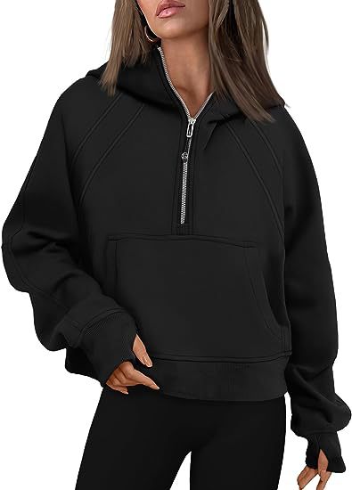 Zipper Hoodies Sweatshirts With Pocket Loose Sport Tops Long Sleeve Pullover Sweaters Winter Fall Outfits Women Clothing Image