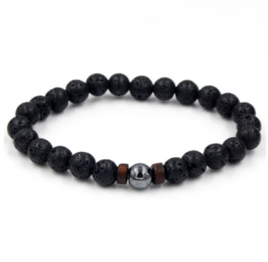 Personality Men's Black Volcanic Stone Bracelet Image