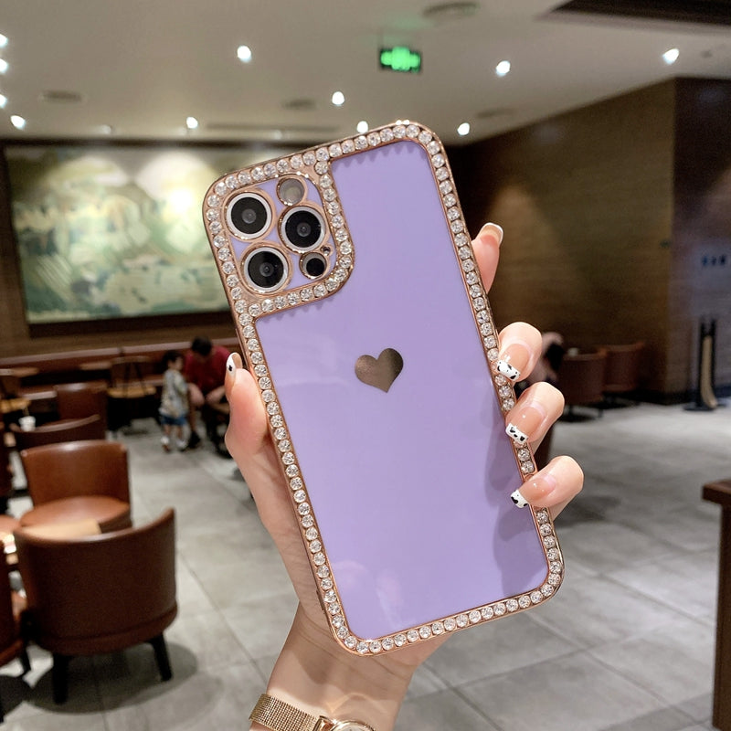 Phone Case Accessories Love Crystal Diamond Edge Electroplating Protective Cover Image