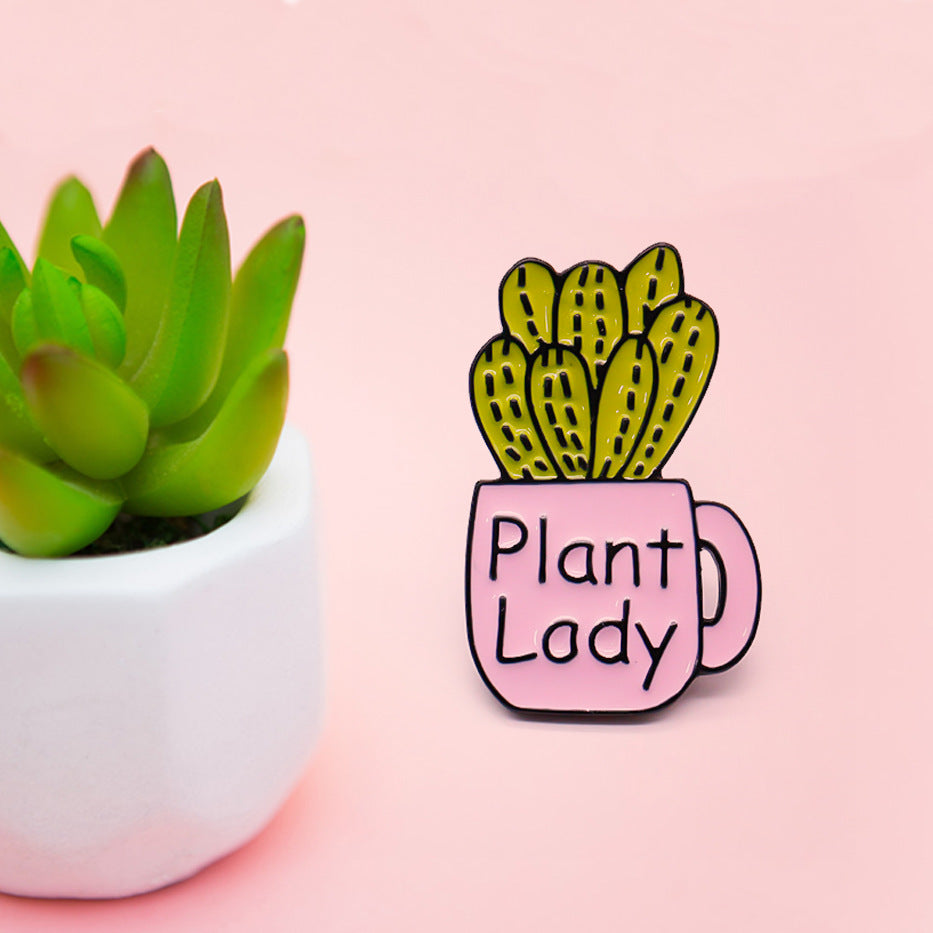 Brooch Cactus Potted Plant Lady Plant Lady Badge Image