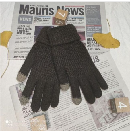 Knit Gloves Ladies Jacquard Touch Screen Warm Fashion Winter Gloves Image