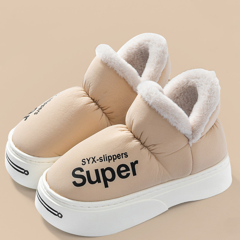 New Covered Heel Down Cotton Slippers For Women Winter Warm Thick-soled Platform Slippers Indoor And Outdoor Garden Walking Shoes Image