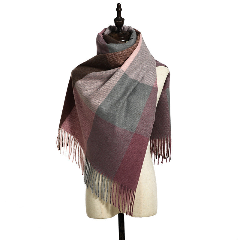 New Cashmere Tassel Thickened Cold And Warm Scarf Image