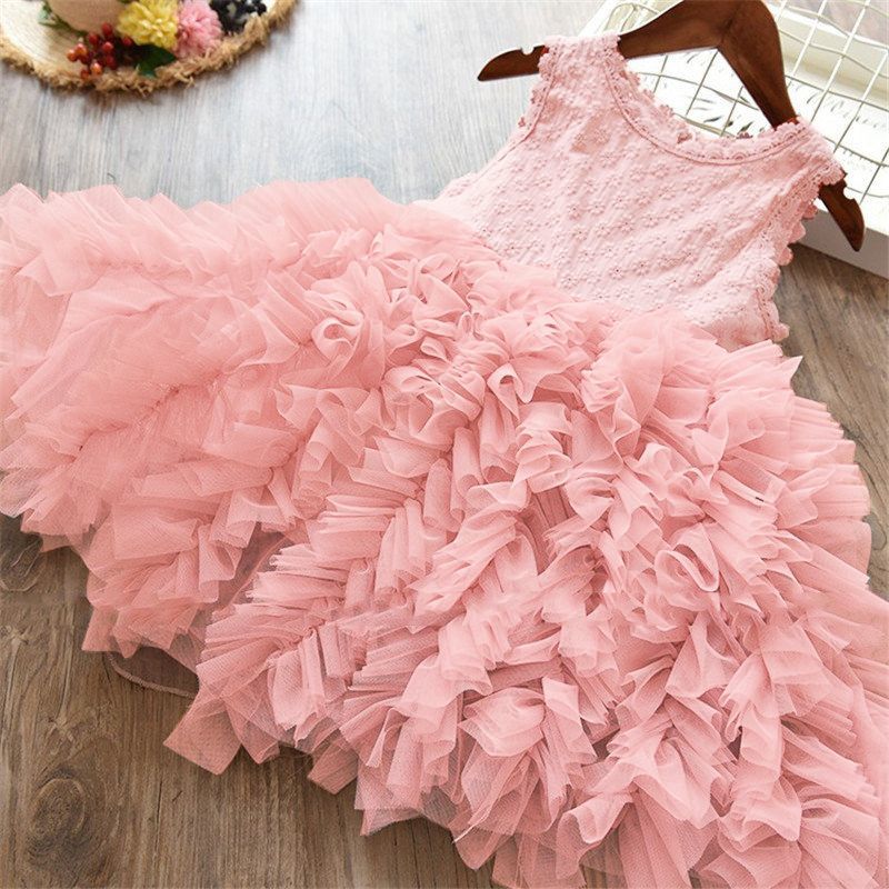 Autumn And Winter Explosions Hollow Children's Skirt Lace Long-sleeved Girls White Princess Dress Irregular Dress Image