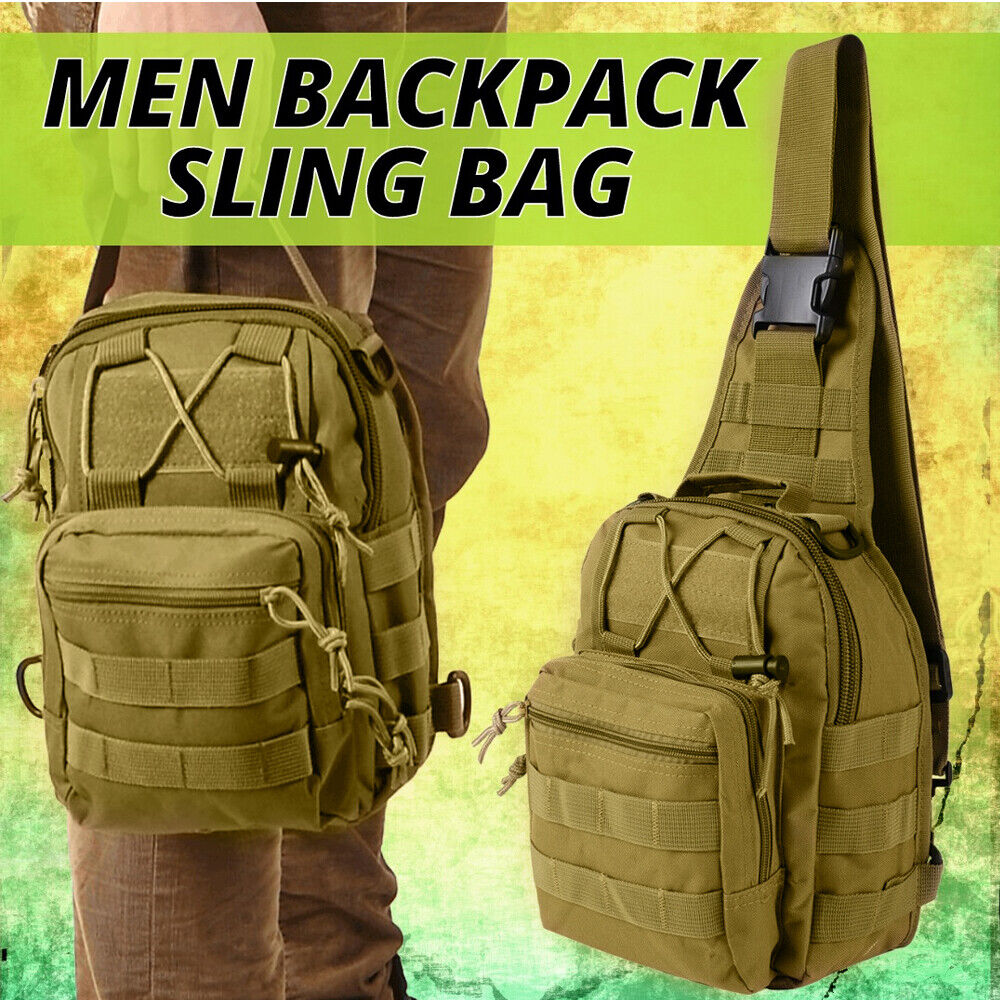 Mens Backpack Waterproof Tactical Sling Chest Pack Shoulder Bag Outdoor Hiking Image