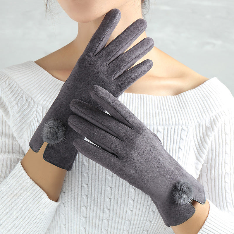 Suede Glove Warm Finger Gloves