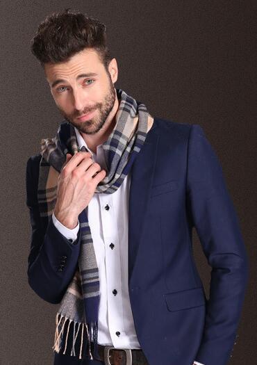 New Europe Fashion Shawl Scarves Men Winter Warm Tartan Image