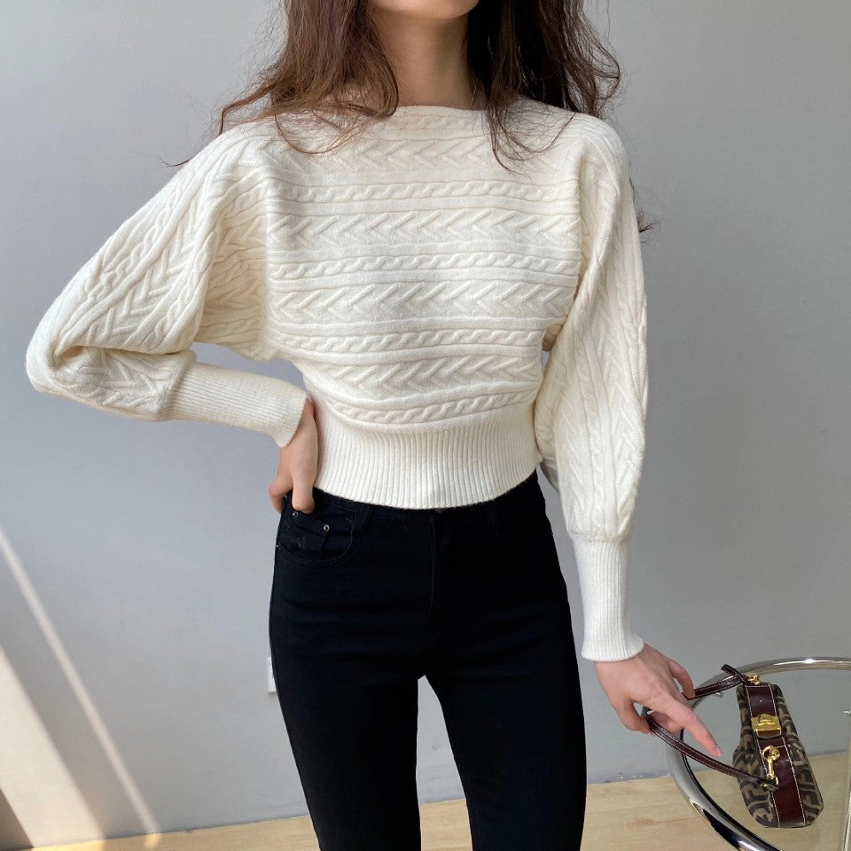 Feminine Temperament Wears Round Neck Short Sweater Image