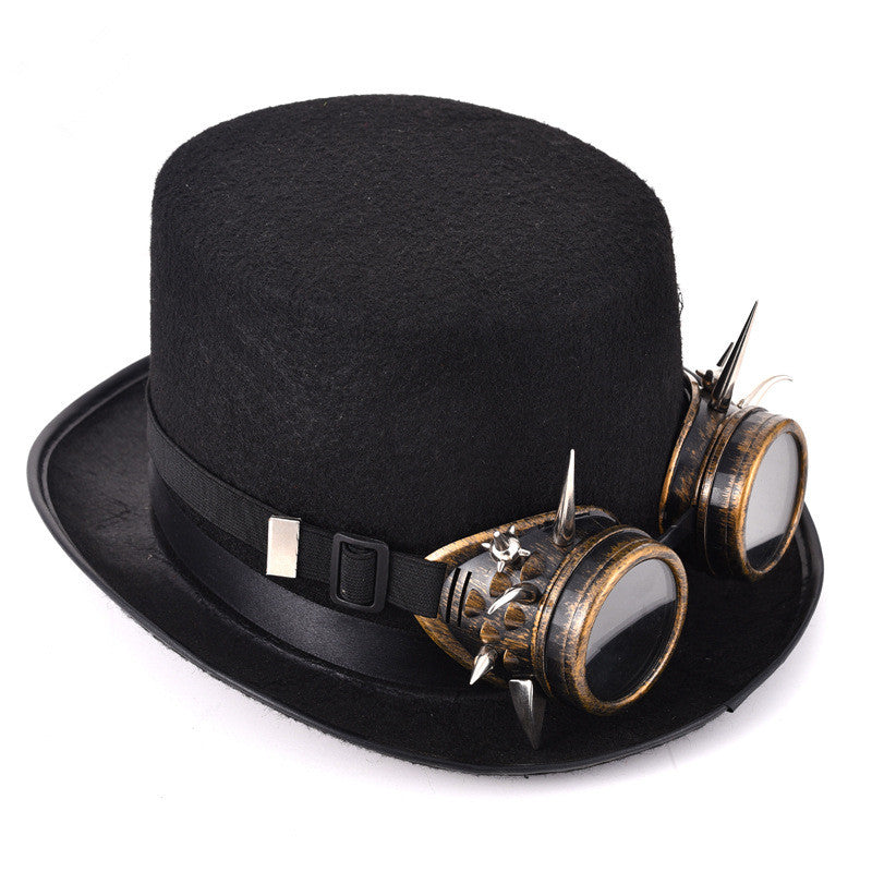 Steampunk Rivet Glasses Top Hat Goth Punk Magic Hat Retro Clothing Accessories Image